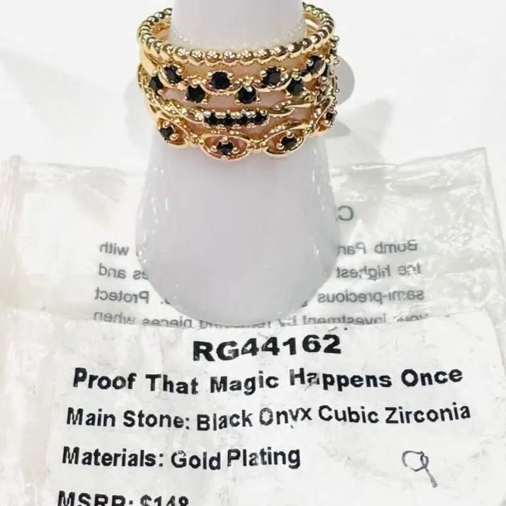 BP Delicate Ring Set (Black Onyx on Gold)